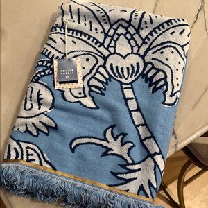 Roller Rabbit Blue, White & Gold Palm Beach Throw